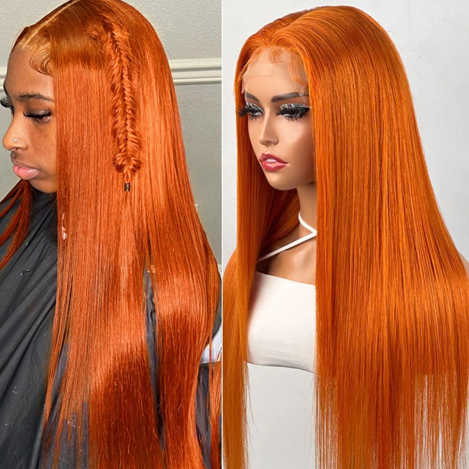 Amazon.com : Ginger Human Hair Lace Front Wig - 13x4 HD Frontal